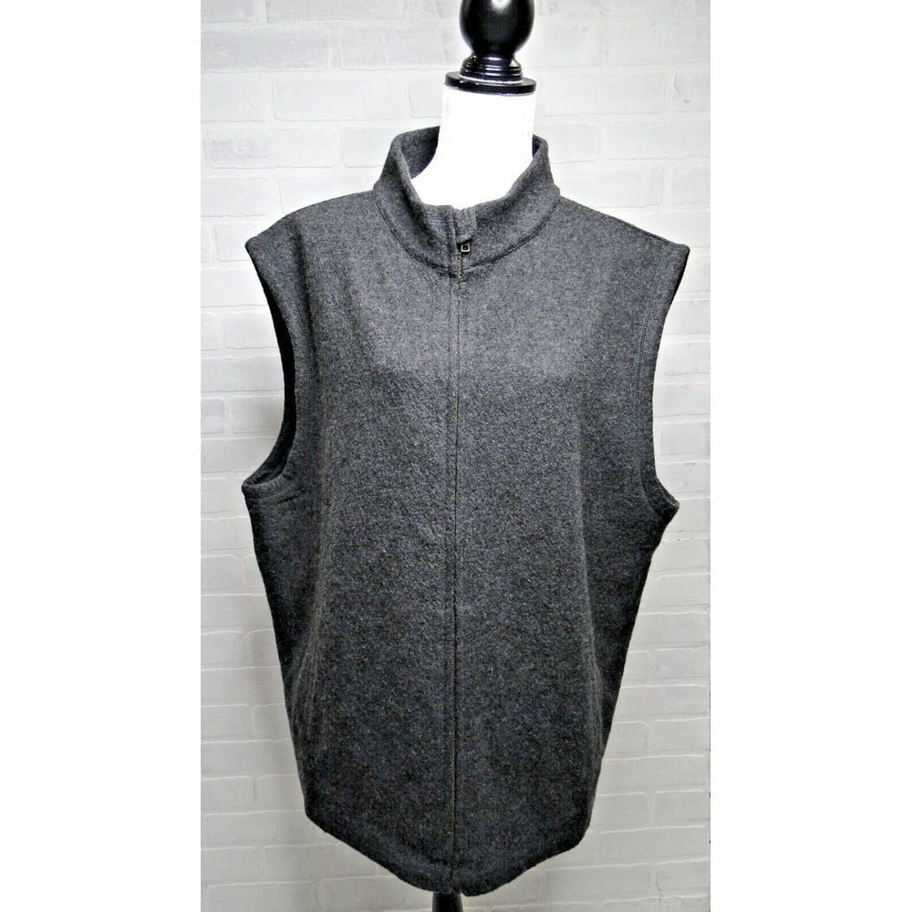 Orvis Men's Size XLarge Wool Polyester Blend Vest Full Zip Dark Gray‎